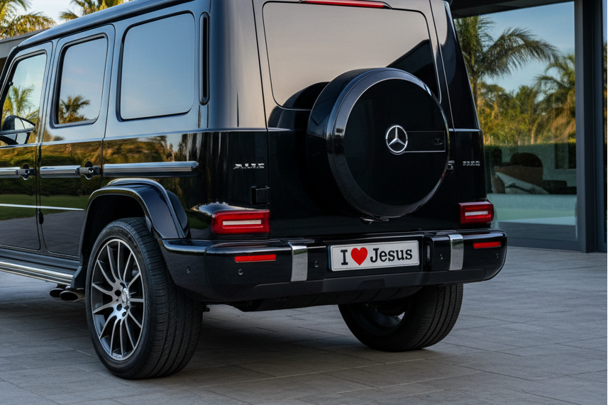g wagon with i love Jesus bumper sticker